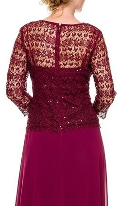 Formal Gowns Nox Anabel - 5083 Quarter Sleeves Lace Overlay Top Long Formal Dress 19 Formal Gowns Nox Anabel - 5083 Quarter Sleeves Lace Overlay Top Long Formal Dress