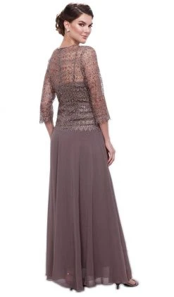 Formal Gowns Nox Anabel - 5083 Quarter Sleeves Lace Overlay Top Long Formal Dress 26 Formal Gowns Nox Anabel - 5083 Quarter Sleeves Lace Overlay Top Long Formal Dress