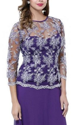 Nox Anabel - 5096 Sheer Lace Jewel Neck A-line Long Formal Dress Formal Gowns