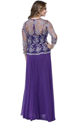 Nox Anabel - 5096 Sheer Lace Jewel Neck A-line Long Formal Dress Formal Gowns