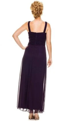 Formal Gowns Nox Anabel - 5099 Ruched Square Neck Dress With Matching Jacket