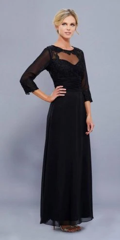 Formal Gowns Nox Anabel - 5101 Quarter Length Sleeve Empire Long Formal Dress