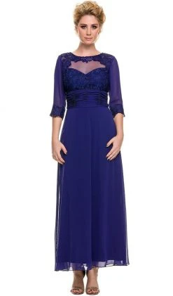 Formal Gowns Nox Anabel - 5101 Quarter Length Sleeve Empire Long Formal Dress