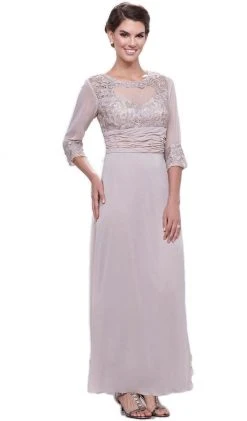 Formal Gowns Nox Anabel - 5101 Quarter Length Sleeve Empire Long Formal Dress