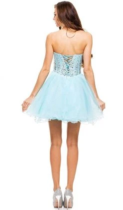 Nox Anabel - 6015 Sweetheart Neckline Corset Style Cocktail Dress Cocktail Dresses