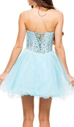 Nox Anabel - 6015 Sweetheart Neckline Corset Style Cocktail Dress Cocktail Dresses