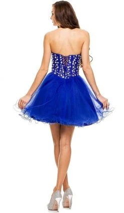 Nox Anabel - 6015 Sweetheart Neckline Corset Style Cocktail Dress Cocktail Dresses