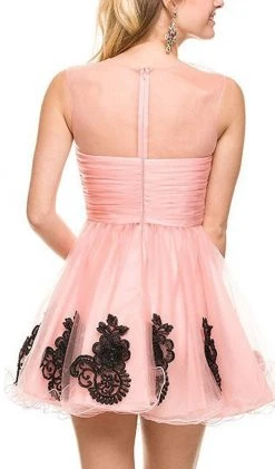 Nox Anabel - 6037 Ruched Illusion Neck Dress Cocktail Dresses