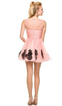 Nox Anabel - 6037 Ruched Illusion Neck Dress Cocktail Dresses