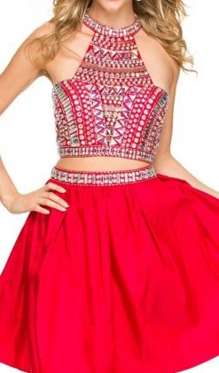 Nox Anabel - 6053 Gem Embellished Halter Two-Piece Cocktail Dress Cocktail Dresses 11 Nox Anabel - 6053 Gem Embellished Halter Two-Piece Cocktail Dress Cocktail Dresses