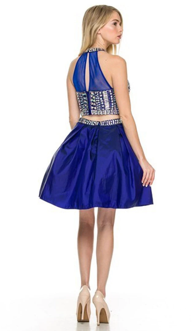 Nox Anabel - 6053 Gem Embellished Halter Two-Piece Cocktail Dress Cocktail Dresses 8 Nox Anabel - 6053 Gem Embellished Halter Two-Piece Cocktail Dress Cocktail Dresses