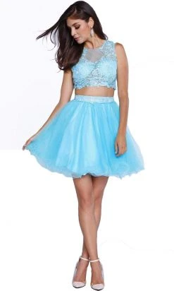 Cocktail Dresses Nox Anabel - 6057 Two-Piece Lace And Tulle Cocktail Dress