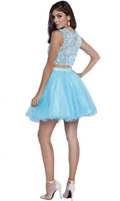 Cocktail Dresses Nox Anabel - 6057 Two-Piece Lace And Tulle Cocktail Dress