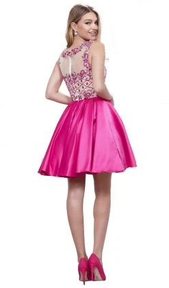 Nox Anabel - 6059 Sleeveless Illusion Adorned Cocktail Dress