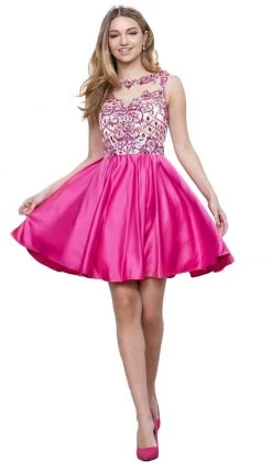 Nox Anabel - 6059 Sleeveless Illusion Adorned Cocktail Dress