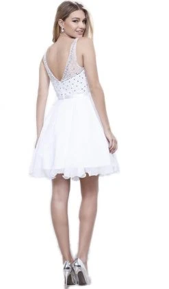 Nox Anabel - 6163 Sleeveless V-Back Sequined Cocktail Dress