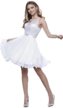 Nox Anabel - 6163 Sleeveless V-Back Sequined Cocktail Dress