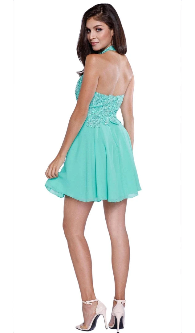 Nox Anabel - 6210 Lace Halter Neck Dress Cocktail Dresses 5 Nox Anabel - 6210 Lace Halter Neck Dress Cocktail Dresses