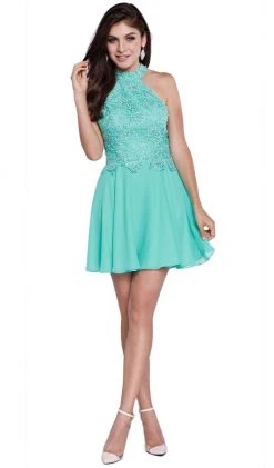 Nox Anabel - 6210 Lace Halter Neck Dress Cocktail Dresses