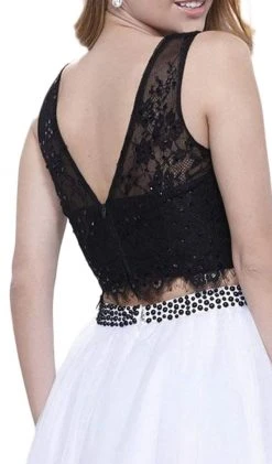 Nox Anabel - 6224 Two-Piece Lace Bateau Flutter Cocktail Dress Cocktail Dresses