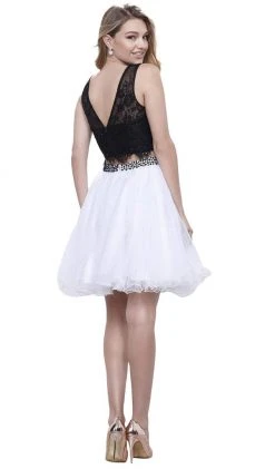 Nox Anabel - 6224 Two-Piece Lace Bateau Flutter Cocktail Dress Cocktail Dresses