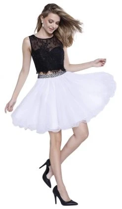 Nox Anabel - 6224 Two-Piece Lace Bateau Flutter Cocktail Dress Cocktail Dresses