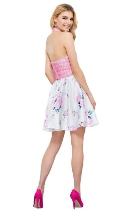 Nox Anabel - 6226 Embroidered High Halter Cocktail Dress 12 Nox Anabel - 6226 Embroidered High Halter Cocktail Dress