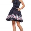 Nox Anabel - 6233 Chic Floral-Printed Bateau Cocktail Dress