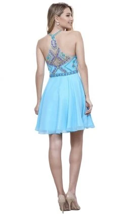 Nox Anabel - 6238 High Illusion Racerback Bejeweled Cocktail Dress
