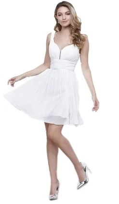 Cocktail Dresses Nox Anabel - 6242 Ruched V-Neck A-line Cocktail Dress