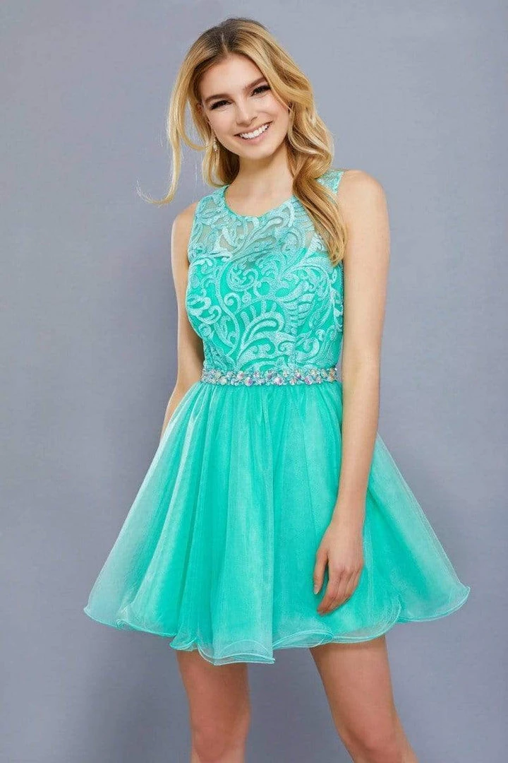 Nox Anabel - 6252 Embroidered Bodice Tulle Short Party Dress Cocktail Dresses 11 Nox Anabel - 6252 Embroidered Bodice Tulle Short Party Dress Cocktail Dresses