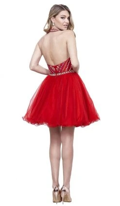 Cocktail Dresses Nox Anabel - 6259 Two-Piece Halter Beaded Bodice Dress