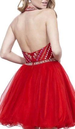 Cocktail Dresses Nox Anabel - 6259 Two-Piece Halter Beaded Bodice Dress