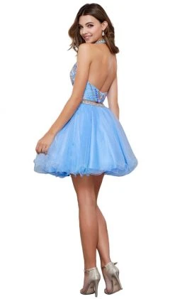Cocktail Dresses Nox Anabel - 6259 Two-Piece Halter Beaded Bodice Dress