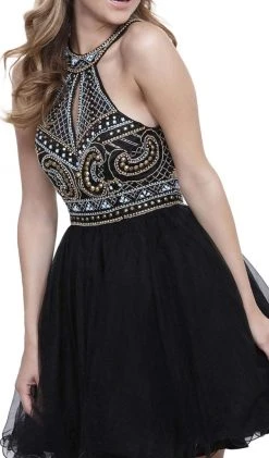 Nox Anabel - 6260 High Halter Keyhole Embellished Dress