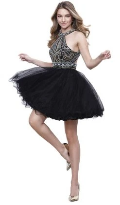 Nox Anabel - 6260 High Halter Keyhole Embellished Dress