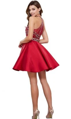 Nox Anabel - 6262 Ornate High Halter Illusion Cocktail Dress