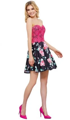 Nox Anabel - 6270 Two-Piece Lace Corset Floral Cocktail Dress Cocktail Dresses
