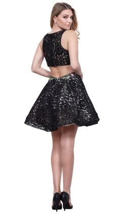 Cocktail Dresses Nox Anabel - 6281 Sleeveless Embroidered Bateau Cocktail Dress