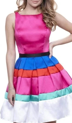 Nox Anabel - 6282 Sleeveless Bateau Mikado Short Party Dress Cocktail Dresses