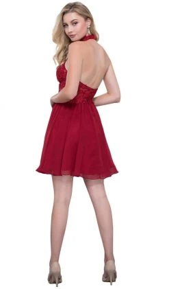 Nox Anabel - 6308 Ornate Lace Appliqued Illusion Halter Dress 15 Nox Anabel - 6308 Ornate Lace Appliqued Illusion Halter Dress