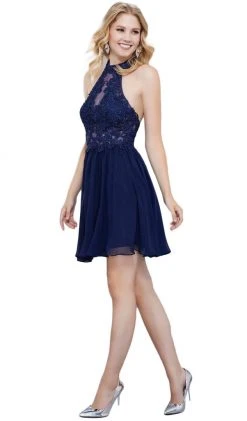 Nox Anabel - 6308 Ornate Lace Appliqued Illusion Halter Dress 19 Nox Anabel - 6308 Ornate Lace Appliqued Illusion Halter Dress