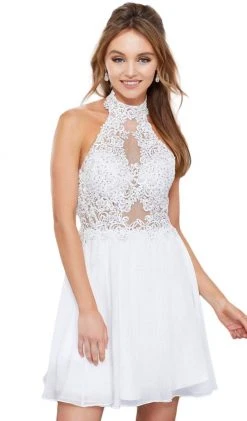 Nox Anabel - 6308 Ornate Lace Appliqued Illusion Halter Dress 22 Nox Anabel - 6308 Ornate Lace Appliqued Illusion Halter Dress