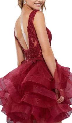 Nox Anabel - 6310 Ruffled V-neck A-line Dress Cocktail Dresses 13 Nox Anabel - 6310 Ruffled V-neck A-line Dress Cocktail Dresses