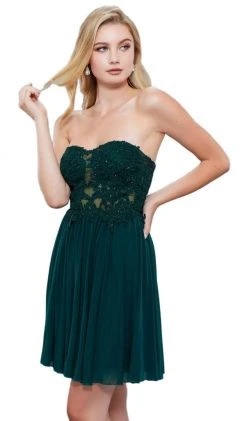 Cocktail Dresses Nox Anabel - 6314 Strapless Embellished Sweetheart Cocktail Dress