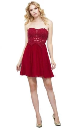 Cocktail Dresses Nox Anabel - 6314 Strapless Embellished Sweetheart Cocktail Dress