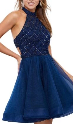 Cocktail Dresses Nox Anabel - 6316 Illusion High Halter A-line Dress