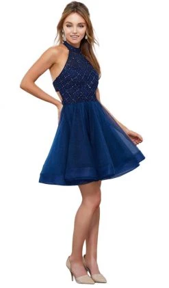 Cocktail Dresses Nox Anabel - 6316 Illusion High Halter A-line Dress