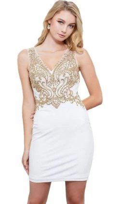 Nox Anabel - 6318 Sleeveless Lace Fitted Cocktail Dress