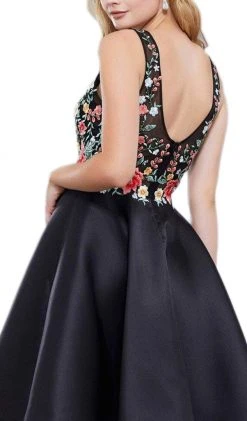 Cocktail Dresses Nox Anabel - 6322 Floral Embroidered V Neck Cocktail Dress